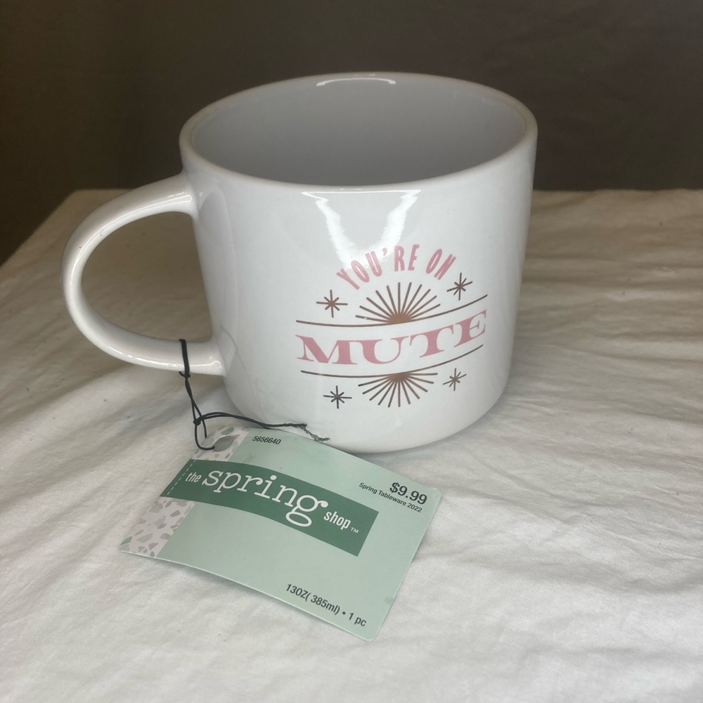White “You’re on mute” coffee mug